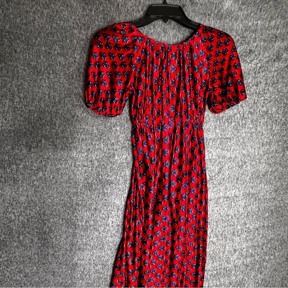 Off The Shoulder Floral Maxi Red Floral Prairie Dress Vintage boho - Picture 12 of 12